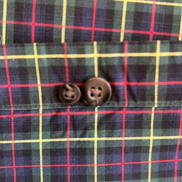 L.L. Bean Navy Blue Tartan Plaid Button Down Cotton Shirt Wrinkle Resistant XL - Picture 10 of 13